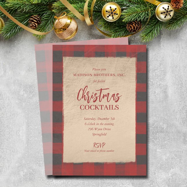 Jul Buffalo Play Party Inbjudningar (Christmas Buffalo Plaid Party Invitations - PRINTED and/or INSTANT DOWNLOAD)