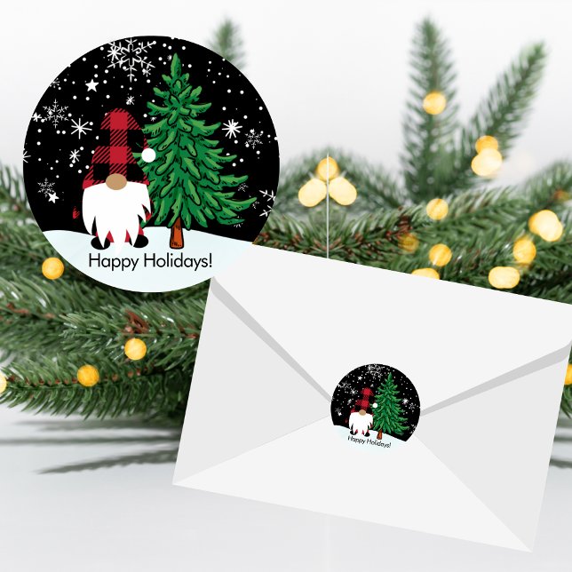 Jul Buffalo Print Gnome Klistermärke (Skapare uppladdad)