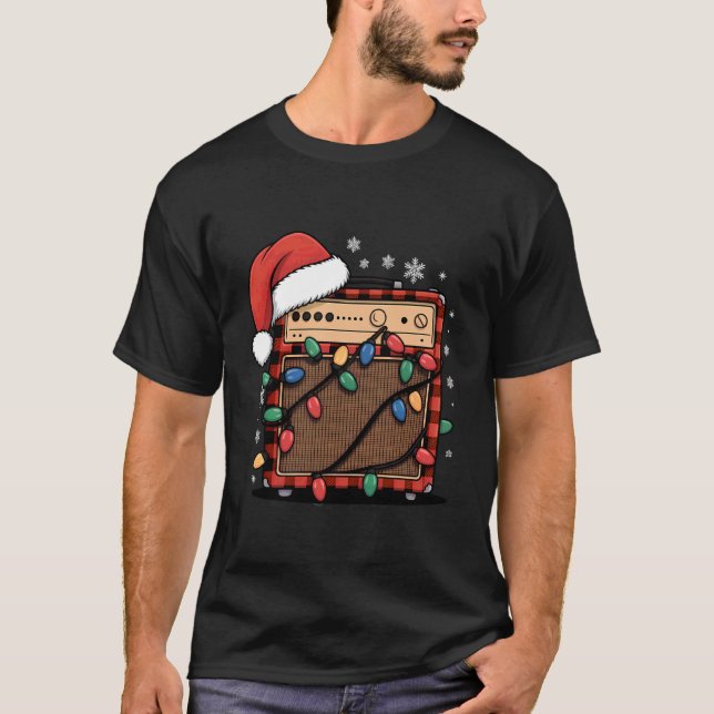 Jul Buffalo Rutig Gitarrförstärkare med Tomte Hatt T Shirt (Framsida)