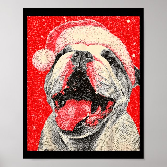 Jul Bulldog Christmas Hund  Poster (Framsidan)