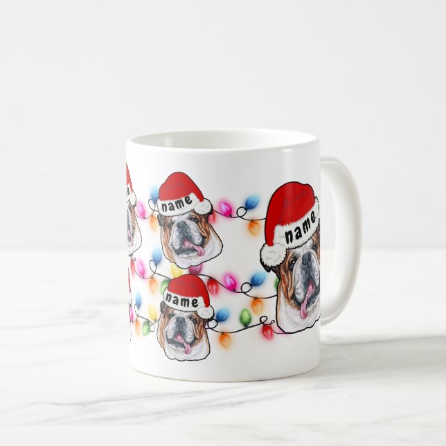 Jul Bulldog Head Santa Hat Hund älskare Kaffemugg (Framsida höger)