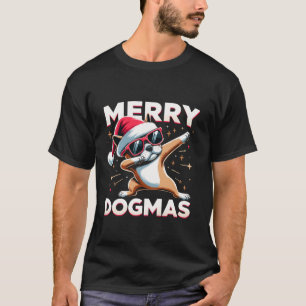 Jul Bulldog Hund Dab Pose Merry Dogmas Santa T Shirt