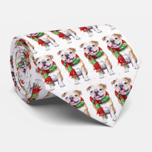 Jul Bulldog i Snöflingor Slips