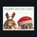 Jul-bullhundar vykort 2<br><div class="desc">Snabba,  enkla och fantastisk helgdagar i år! Lägg bara till matchande Bulldog frimärke (tillgängligt i vår butik) så är du klar! Lycklig Ho Ho Ho från PetsRPepeople2-design</div>