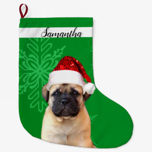 Jul Bullmastiff-hund Stor Julstrumpa