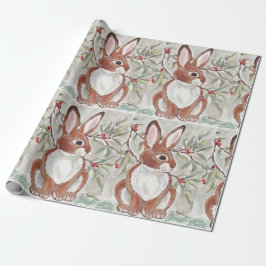 Jul Bunny Rabbit Winter Snowy Gift Wrap Presentpapper