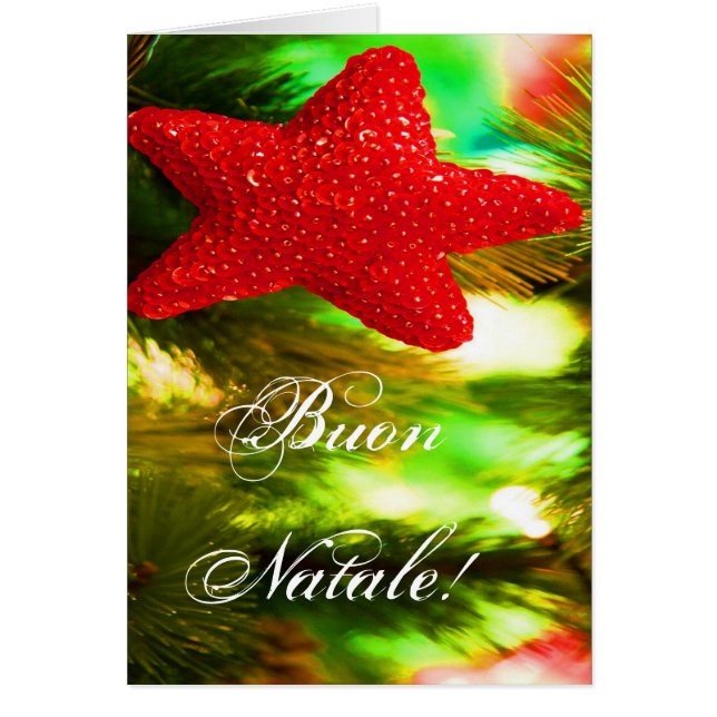 Jul Buon Natale Red jul Star III Hälsningskort (Framsidan)