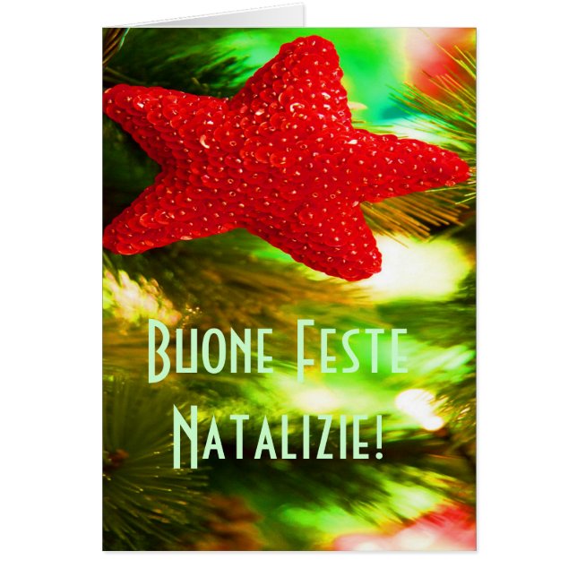 Jul Buone Feste Natalizie Red Star III Hälsningskort (Framsidan)