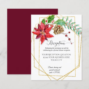 Jul Burgundy Blommigt Guld Geometric Bröllop Inbjudningar
