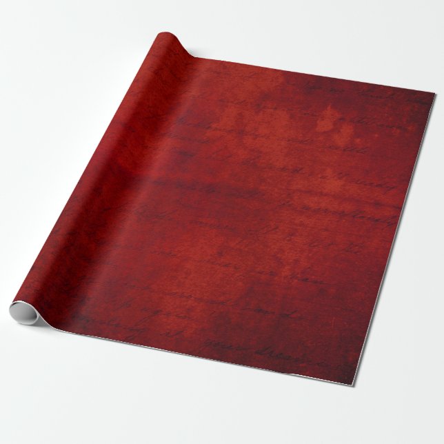Jul Burgundy Red Typography Damask Presentpapper (Utrullad)