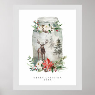 Jul Burk Mystical Hjort & Bouquet Poster