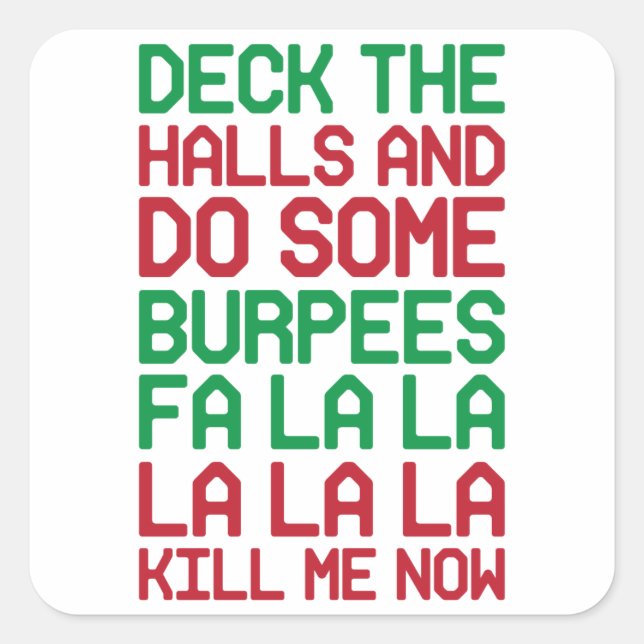 Jul Burpees Fyrkantigt Klistermärke (Framsida)