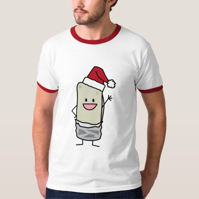 Jul Burrito Wave Hej Santa Hat T Shirt (Framsida)