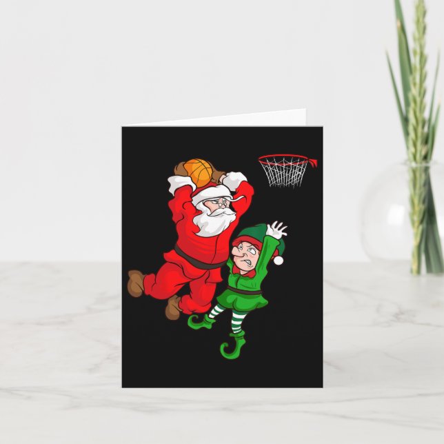 Jul Bysketbyll Jultomten Slam dunk Elf-Roligten Kort (Framsida)