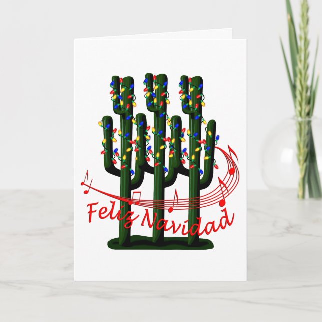 Jul Cactus Träd Feliz Navidad Greeting Card Helgkort (Framsida)