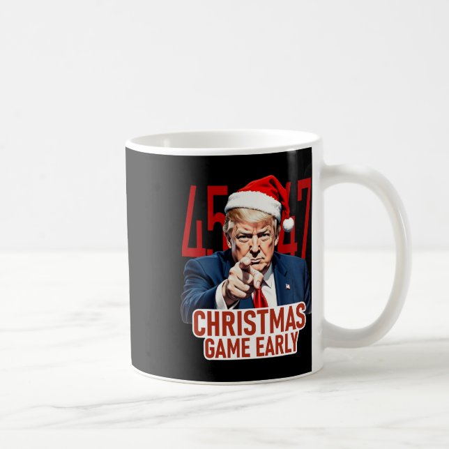 Jul Came Tidigt Funny Donald Trump Santa Clau Kaffemugg (Höger)