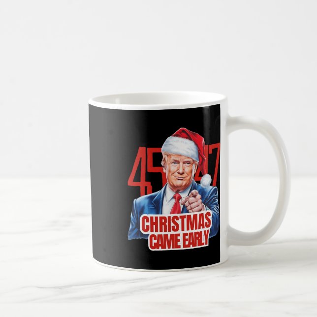 Jul Came Tidigt Funny Donald Trump Santa Clau Kaffemugg (Höger)