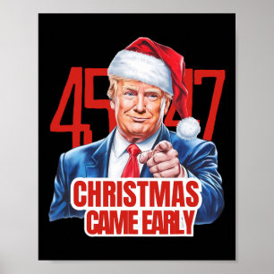 Jul Came Tidigt Funny Donald Trump Santa Clau Poster