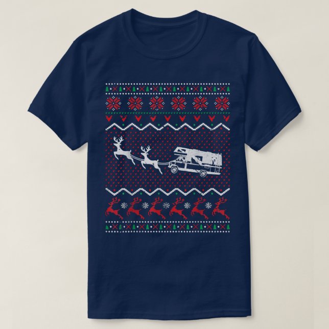 Jul Camping Camper, Ugly jul Sweater T Shirt (Design framsida)