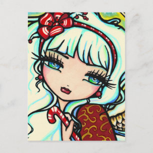 Jul Candy cane Angel Fantasy Art-vykort Helg Vykort