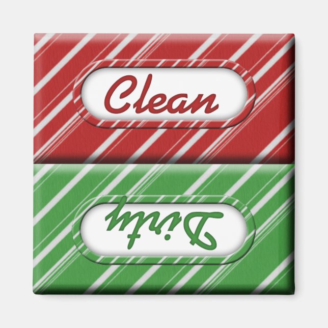 Jul Candy cane Clean Dirty Dishwasher Magnet (Framsidan)