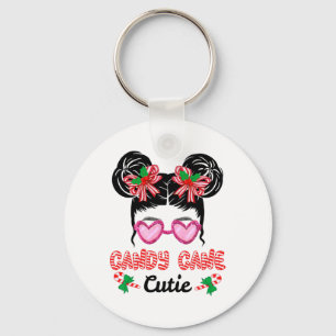 Jul Candy cane Cutie Messy Bun Girls Kids Xm Nyckelring