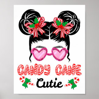 Jul Candy cane Cutie Messy Bun Girls Kids Xm Poster