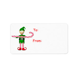 Jul Candy cane Elf Gift Märkre Adressetikett