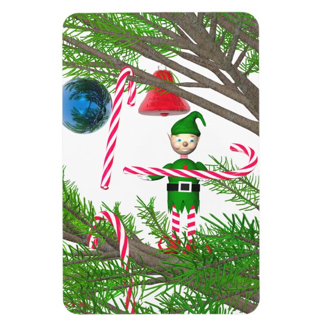 Jul Candy cane Elf Magnet (Vertikal)