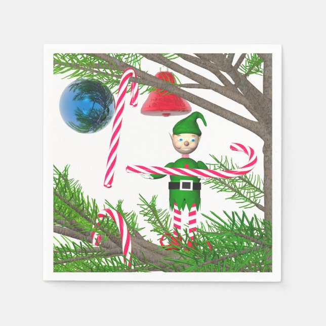 Jul Candy cane Elf Pappersservett (Framsidan)