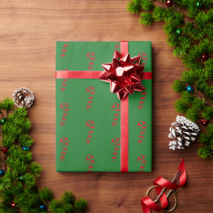 Jul candy cane grönt röd mönster roligt söt presentpapper