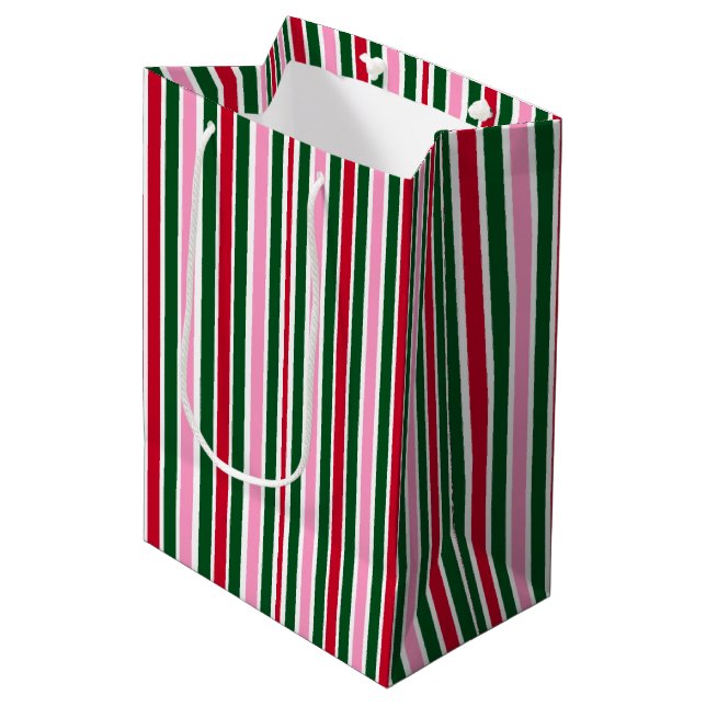 Jul Candy cane i Rand i Rosa Grönt och Röd (Framsidan Vinklad)