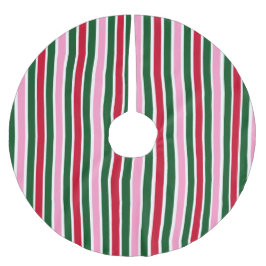 Jul Candy cane i Rand i Rosa Grönt och Röd Julgransmatta Borstad Polyester