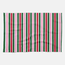 Jul Candy cane i Rand i Rosa Grönt och Röd Kökshandduk
