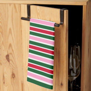 Jul Candy cane i Rand i Rosa Grönt och Röd Kökshandduk