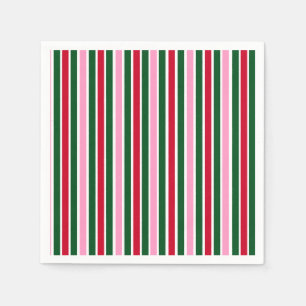Jul Candy cane i Rand i Rosa Grönt och Röd Pappersservett