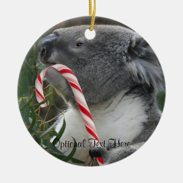 Jul Candy cane Koala Julgransprydnad Keramik (Framsidan)