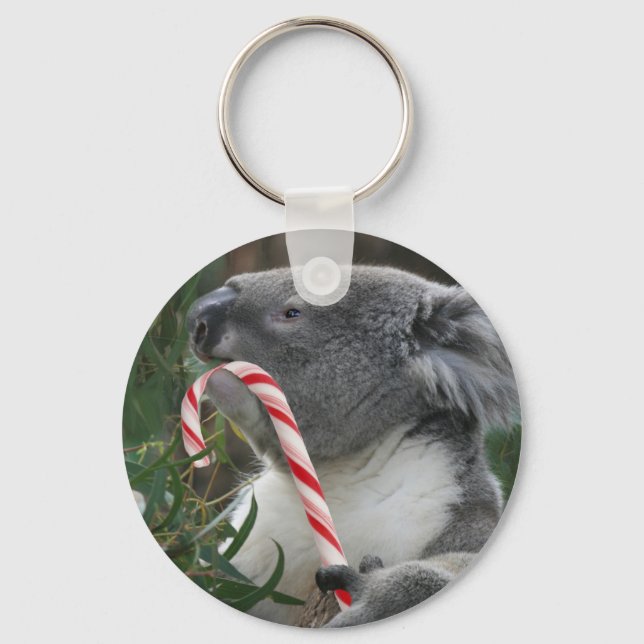 Jul Candy cane Koala Nyckelring (Framsida)