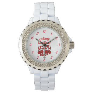 Jul Candy cane Kvinnor i Rhinestone Armbandsur