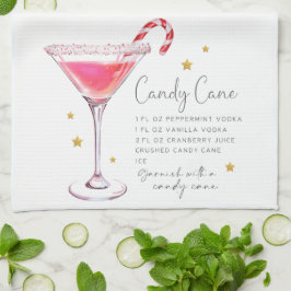 Jul Candy cane Martini Recipe Watercolor Kökshandduk
