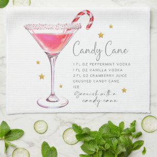 Jul Candy cane Martini Recipe Watercolor Kökshandduk