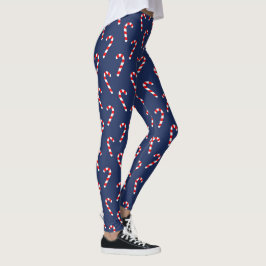 Jul Candy cane Mönster Blue Leggings