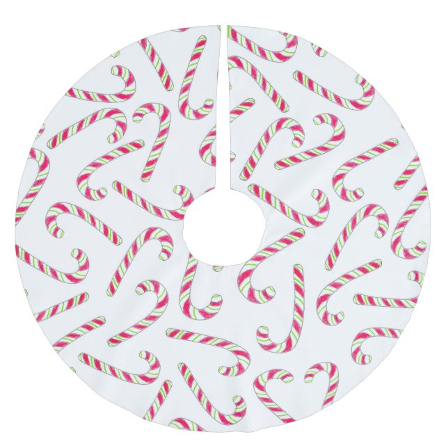 Jul candy cane mönster julgransmatta borstad polyester (Framsidan)