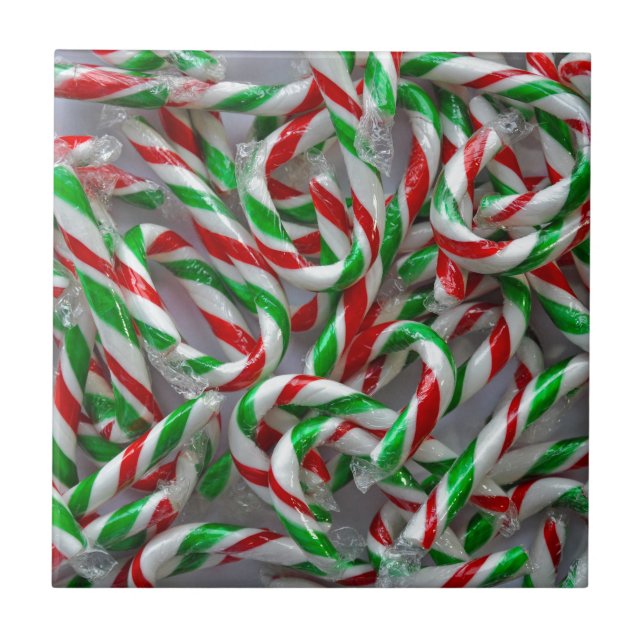 Jul candy cane mönster kakelplatta (Framsidan)