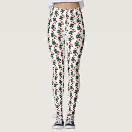 Jul Candy cane Mönster med Grönt Bows Leggings