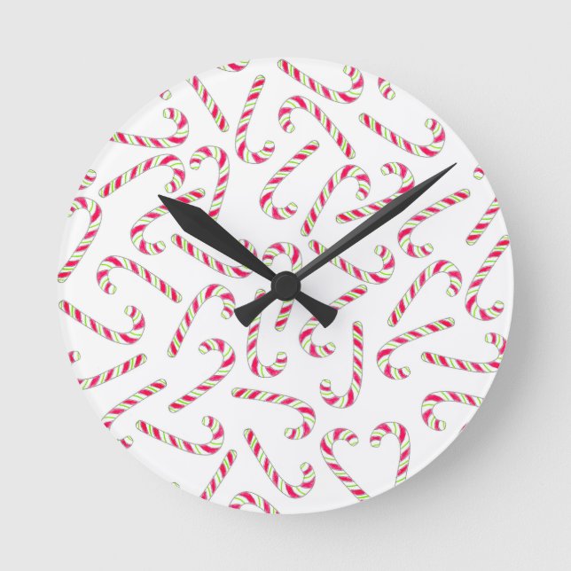 Jul candy cane mönster rund klocka (Framsida)