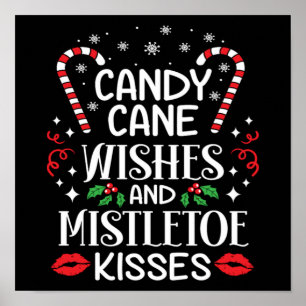 Jul Candy cane Önskemål och Mistletoe Kisses Poster