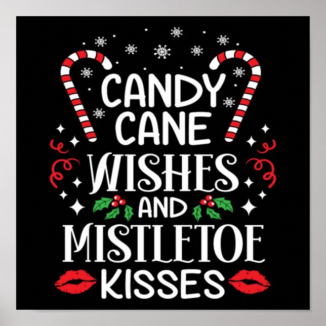 Jul Candy cane Önskemål och Mistletoe Kisses Poster (Framsidan)