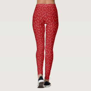 Jul Candy cane på Red Background Mönster Leggings