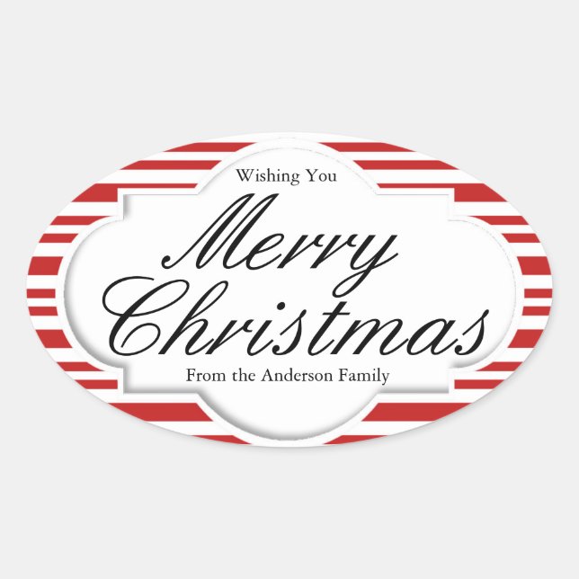 Jul Candy cane Party Ovalt Klistermärke (Framsida)